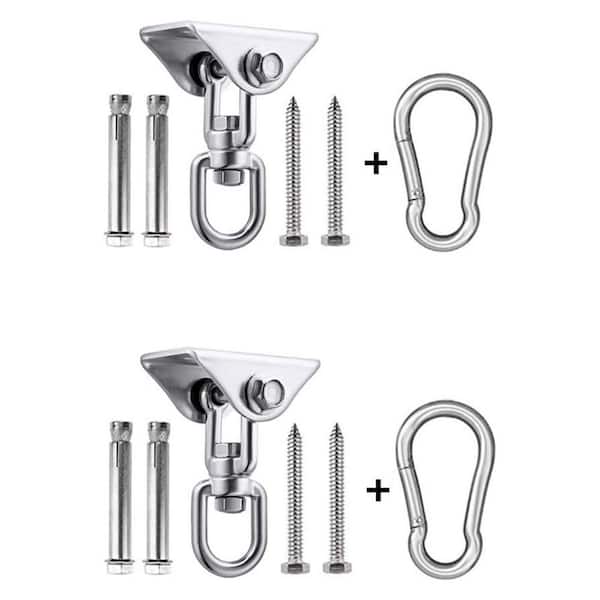 Heavy Duty 1000 lb Capacity Hammock Hanging Kit 360° Rotate Swing Hooks for Chair Yoga Outdoor Porch 2-Pack