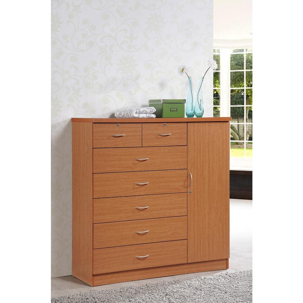 Cherry 7-Drawer Vertical Chest with Lock