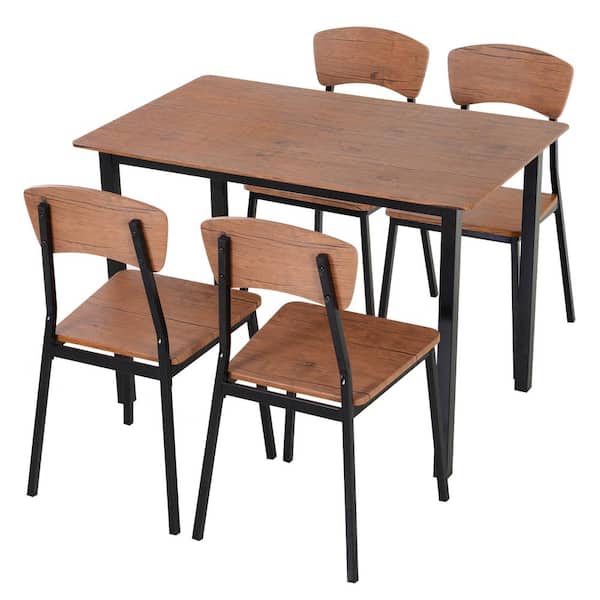 Homcom 5 Piece Dark Walnut Counter, Homcom 5 Piece Modern Counter Height Dining Table And Chairs Set
