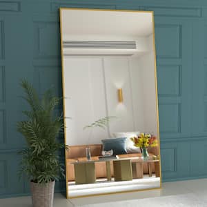 Stylish 32 in. W x 71 in. H Oversized Mirror Floor Mirror Rectangular Metal Frames for Bedroom Dressing Room in Gold