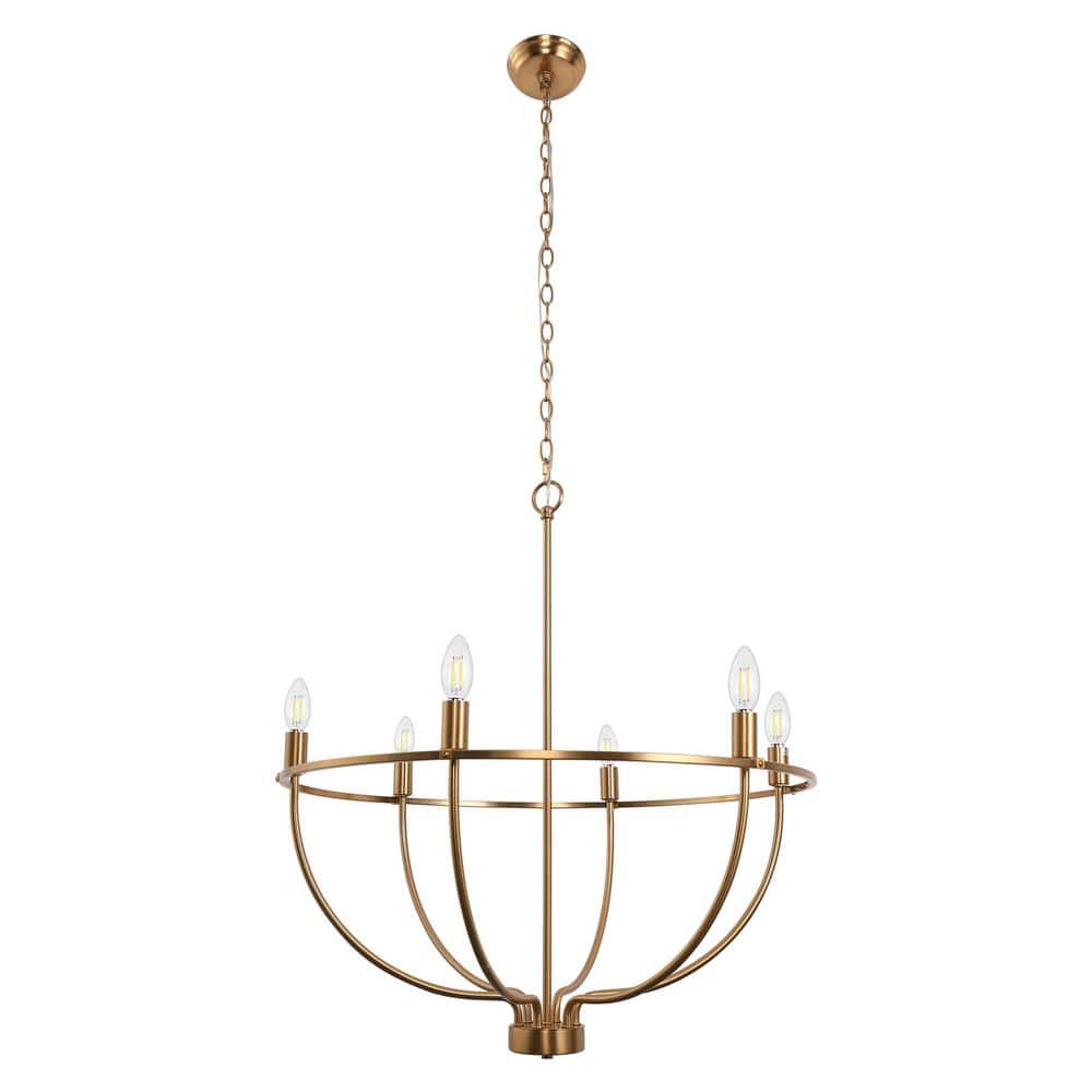 ペンダント　ヴィンテージ Emeritpro 6-Light Gold Wagon Wheel Chandelier, Large Round Ring