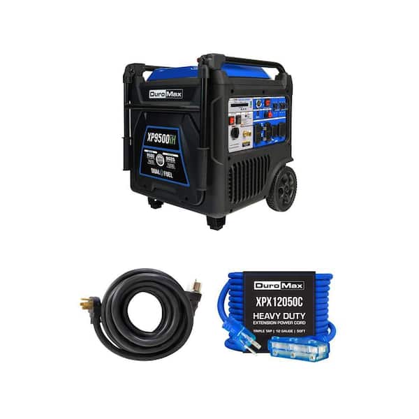 9,500-Watt Dual Fuel Inverter Generator with 25 ft. 50 Amp Power Cord and 50 ft. 15 Amp Extension Cord