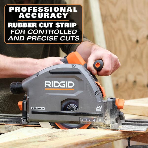 RIDGID - 18V (2) 4.0 Ah Batteries and Charger Kit with 18V Brushless Cordless 6-1/2 in. Track Saw