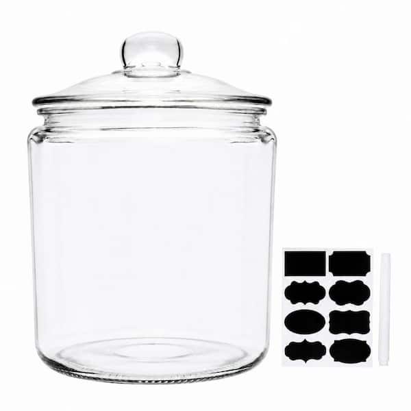 1 gal. Clear Glass Canister with Airtight Lid and Wide Mouth, Large Food Storage Container for Pantry and Counter
