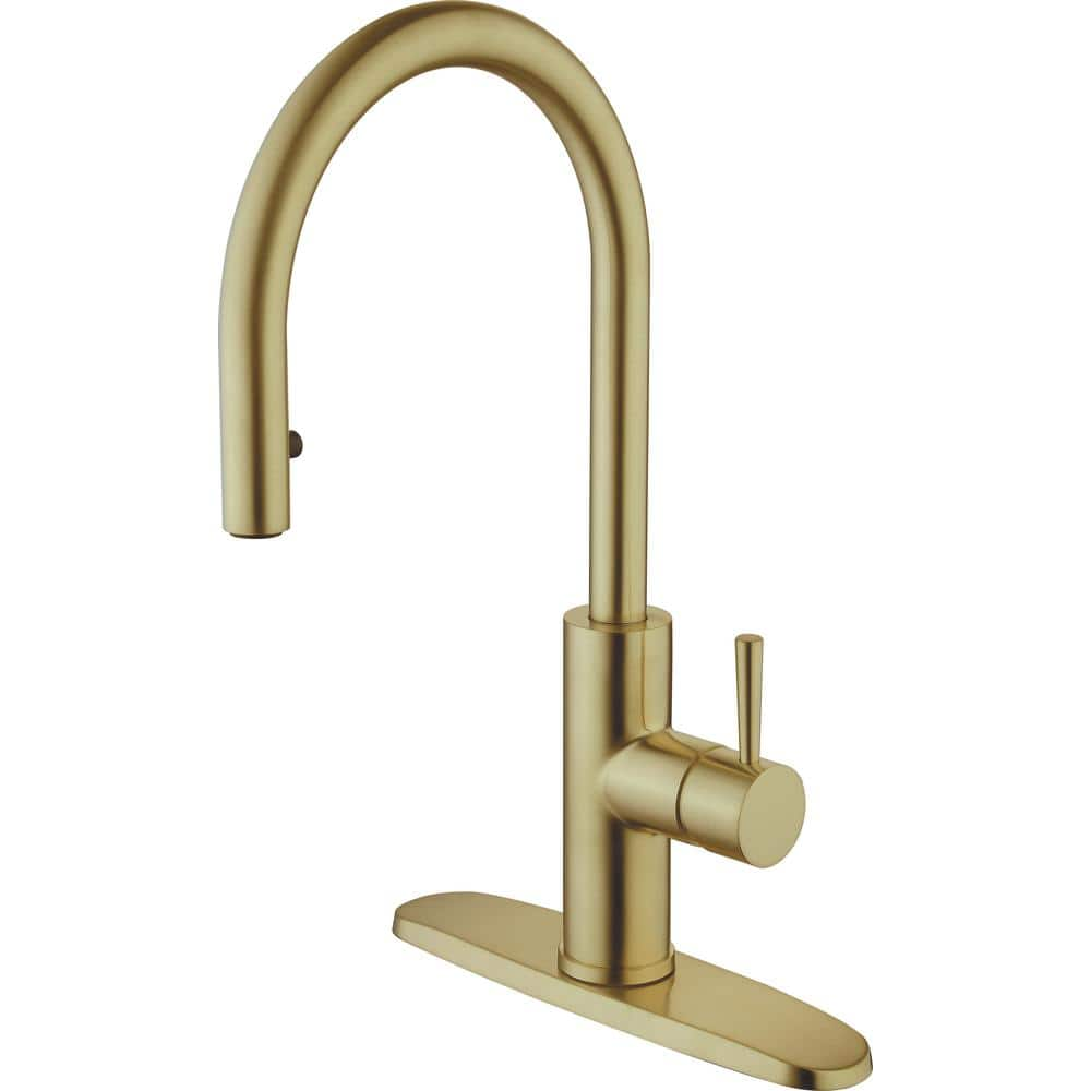 Casmir Single Handle Pull Down Sprayer Kitchen Faucet in Matte Gold -  CMI, 192-7168