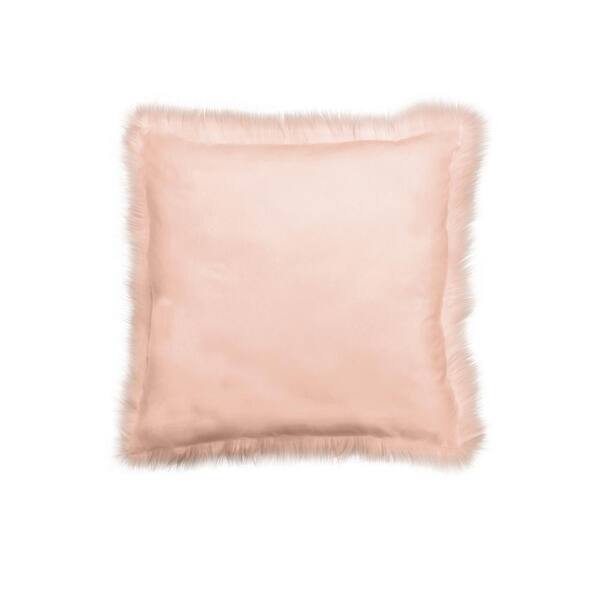 blush faux fur pillow