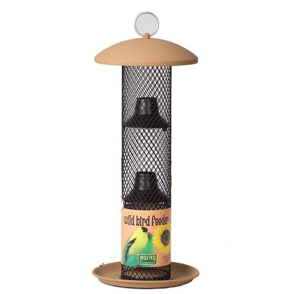 No/No Tan Straight Sided Sunflower Tube Bird Feeder