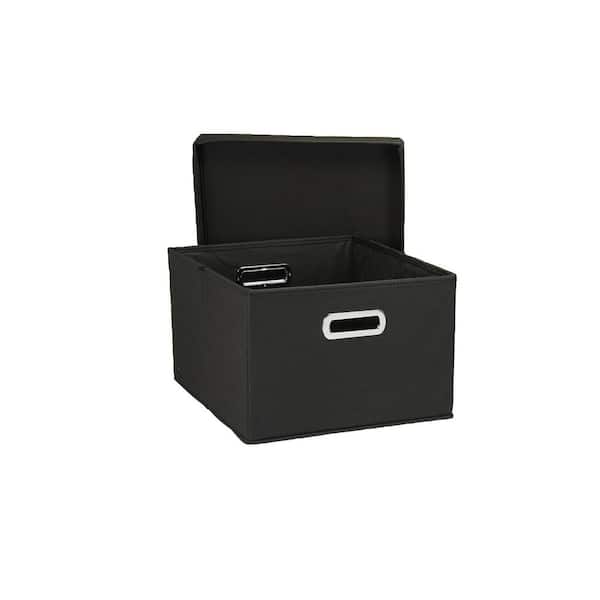 HOUSEHOLD ESSENTIALS 2 Gal., Collapsible Storage Box Set in Black