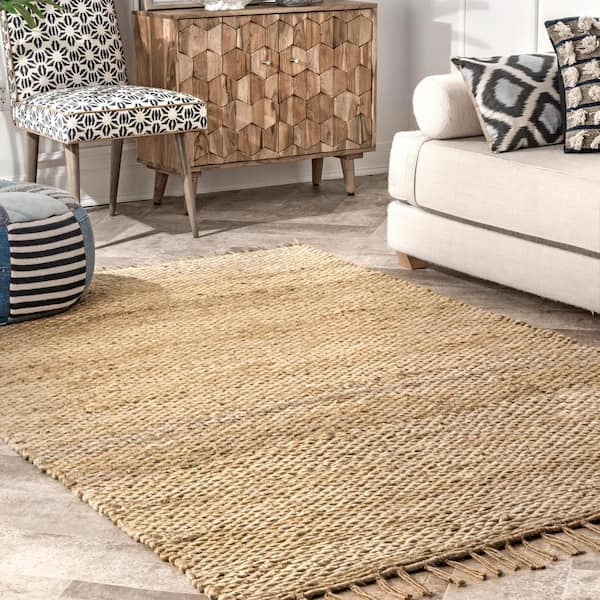 Aspen Modern Jute Tassels Natural 4 ft. x 6 ft. Area Rug