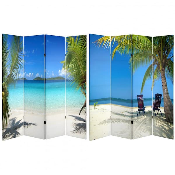 6 ft. Blue 4-Panel Room Divider