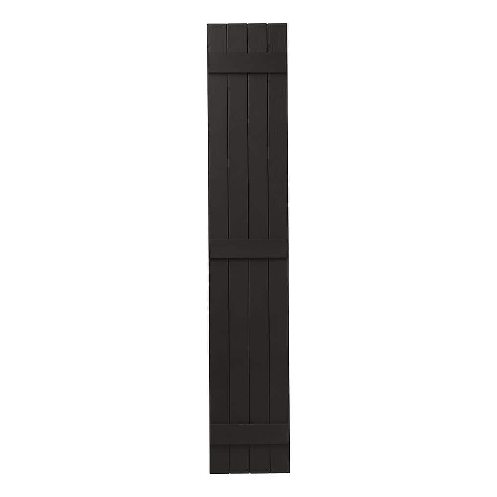 15 in. x 71 in. Polypropylene 4-Board Closed Board and Batten Shutters Pair in Peppercorn