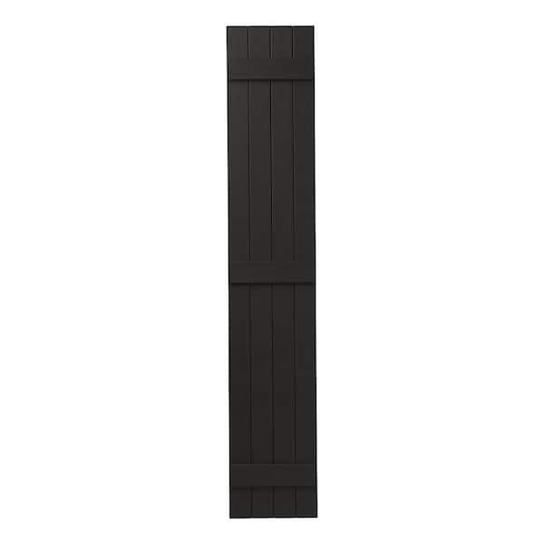 Ply Gem 15 in. x 81 in. Polypropylene 4 Board Closed Board and Batten Shutter Pair in Peppercorn