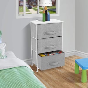 3 Drawers White Nightstand 28.75 in. H x 17.75 in. W x 11.87 in. D