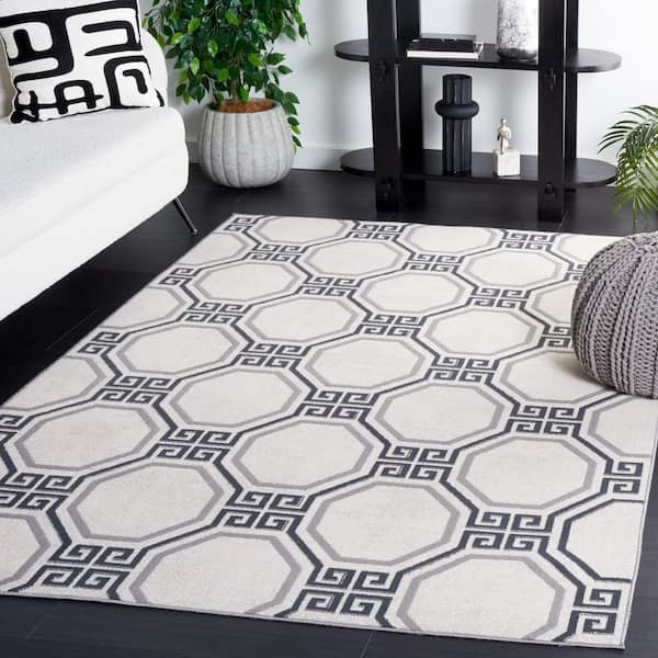 SAFAVIEH Odyssey 7 ft. x 7 ft. Ivory/Gray Abstract Geometric Square ...
