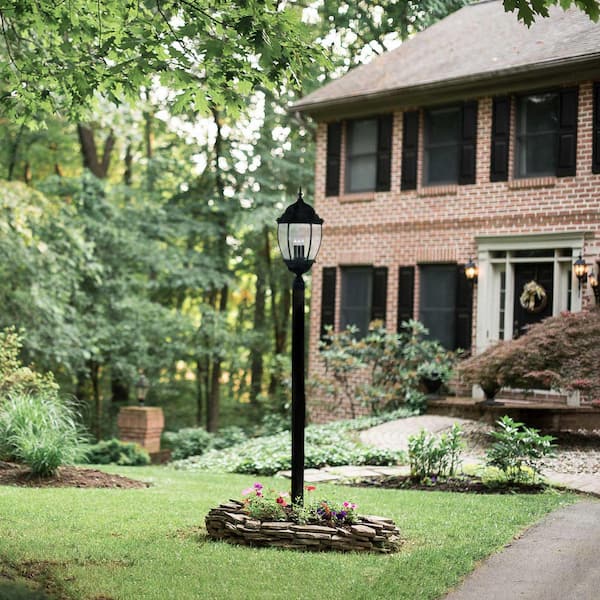Designers Fountain - Tiverton 3-Light Black Cast Aluminum Line Voltage Hardwired Outdoor Wet-Rated Post Light with No Bulb Included