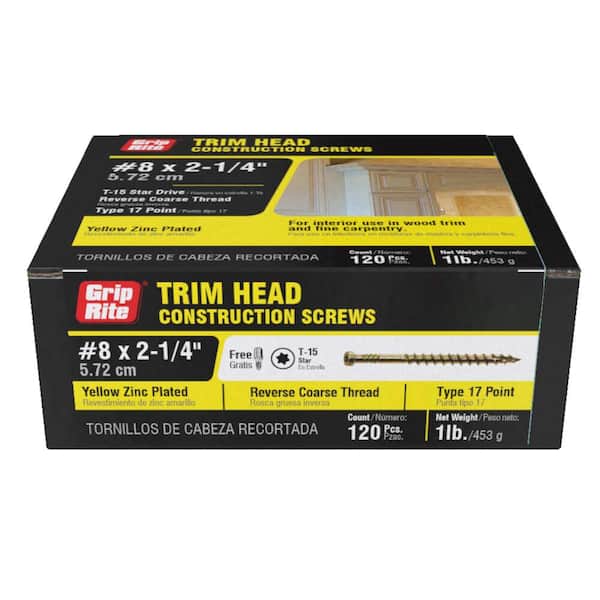Unbranded #8 in. in. x 2-1/4 in. Star Drive Trim Head Gold Construction Screw (1 lbs. - Pack)