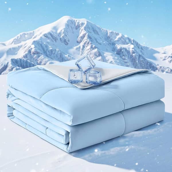Afoxsos Light Blue Cooling Comforter Queen Size, Lightweight and