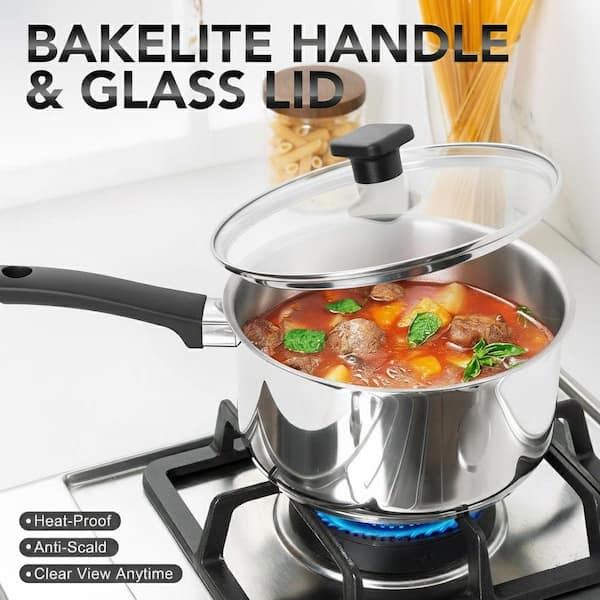 ererin　2QT　3QT 3-Piece 1 qt 2 qt 3 qt Stainless Steel Nonstick Saucepan Set with