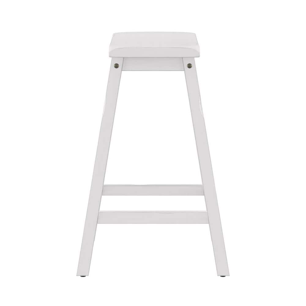 Sea White 24" Backless Saddle Wood Counter Stool