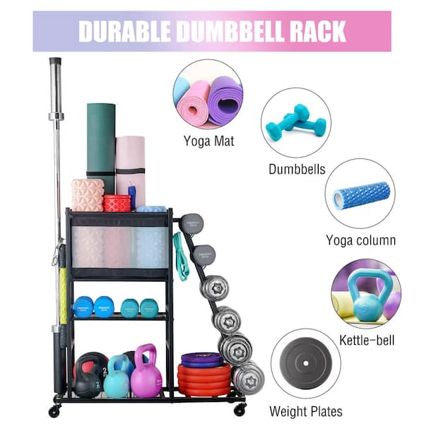 Ltmate 180 lbs. Weight Capacity Yoga Mat Storage Home Gym Workout Equipment Storage Rack Multifunction Equipment Rack