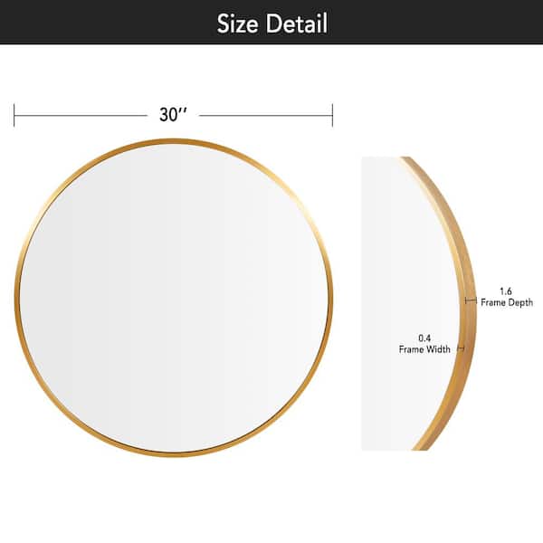 Pexfix 30 In X 30 In Modern Style Round Mirror Aluminum Framed Gold Shatter Proof Accent Mirror Wall Mirror Us Yj30mt001 Gl The Home Depot
