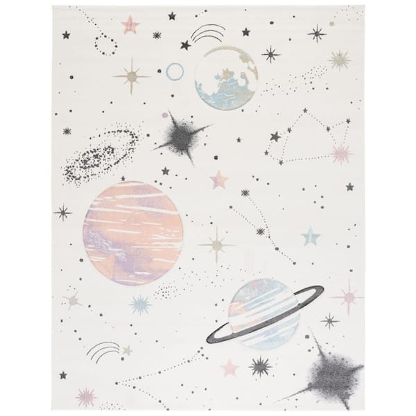 Carousel Kids 8 ft. x 10 ft. Ivory/Orange Galaxy Area Rug