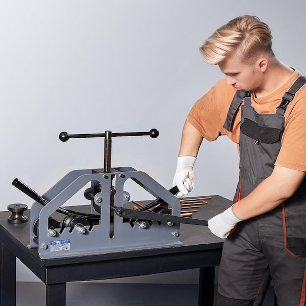 Tube Roller Bender, Max 1.5 in. Manual Tube Pipe Roller Bender with 6 Dies, 360° degree Copper Aluminum Pipe Bender