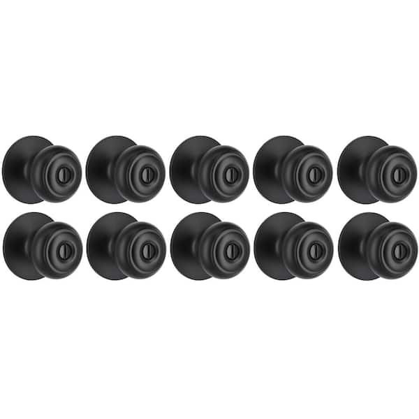 Hartford Matte Black Bed/Bath Door Knob (10-Pack)