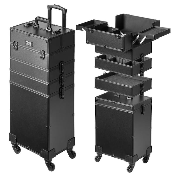 Professional Makeup Train Case Aluminum Cosmetic Case Rolling Makeup Case Extra Large Trolley Makeup Travel Organizer