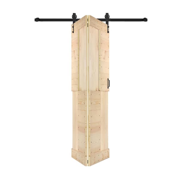 ISLIFE S Series 48 in. x 80 in.(24 in. x 80" x 2 Panels)Unfinished Solid Core Wood Bi-Fold Door w/ Hardware Kit-Assembly Needed