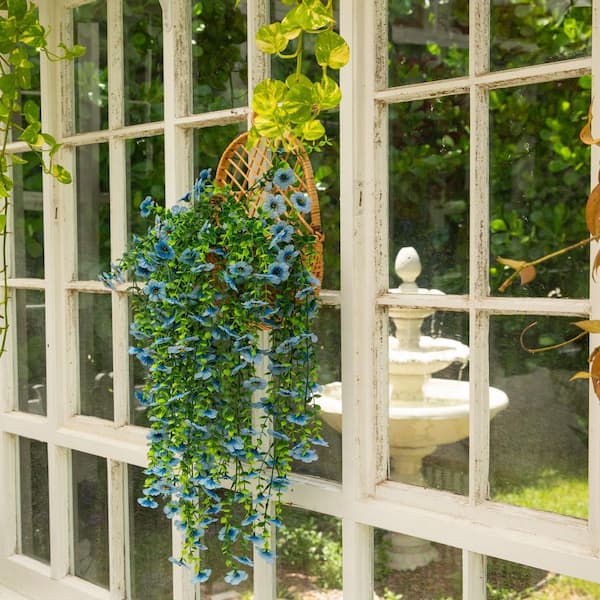 Nearly Natural 30 in. UV Resistant Artificial Daisy Hanging Plant  (Indoor/Outdoor) - (Set of 6)) P2273-S6-BL