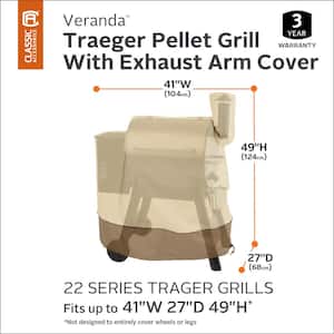 Veranda 41 in. W x 27 in. D x 49 in. H Traeger Pellet BBQ Grill with Exhaust Arm Cover in Pebble