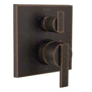 Ara Modern 2-Handle Wall-Mount Valve Trim Kit with 6-Setting Integrated Diverter in Venetian Bronze (Valve Not Included)