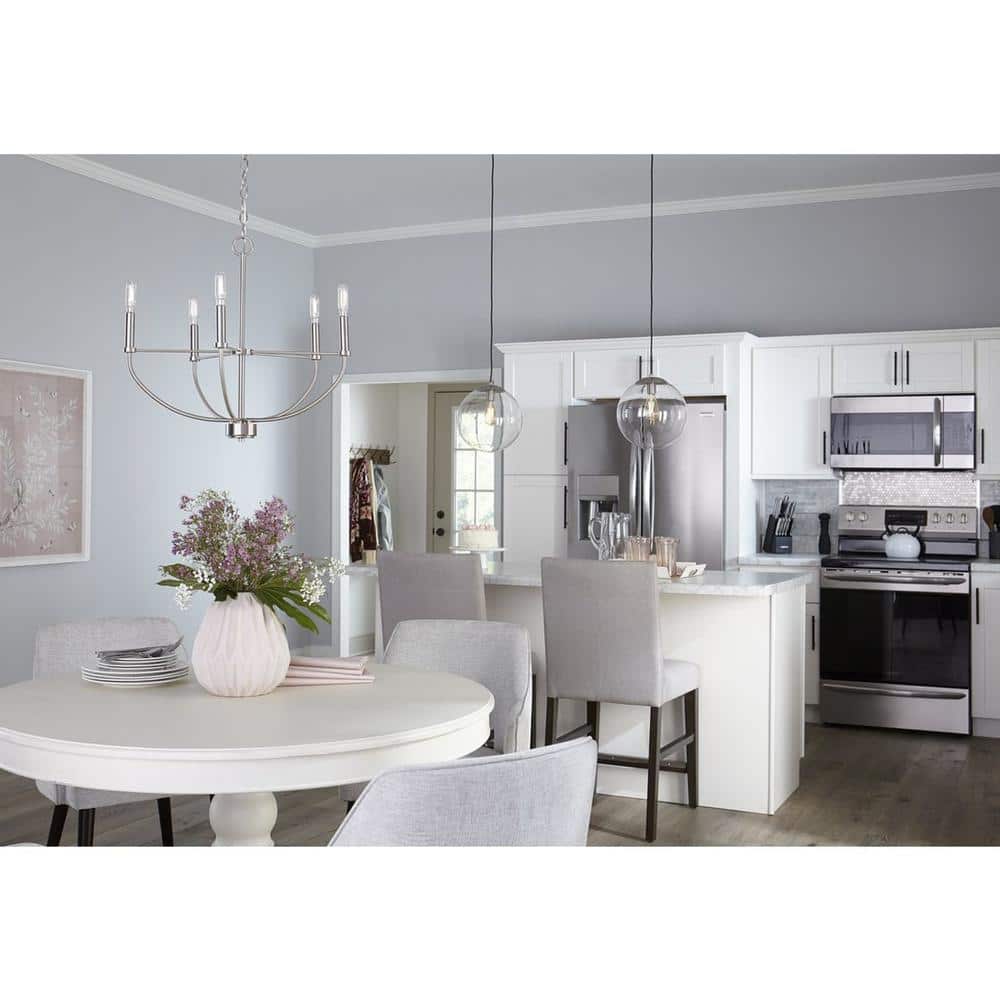 Brushed Nickel 10" Globe Pendant Light with Clear Glass Shade