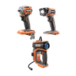 18V Cordless 3-Tool Combo Kit with Brushless 3/8 in. Impact Wrench, Torch Light, and High Pressure Inflator (Tools Only)