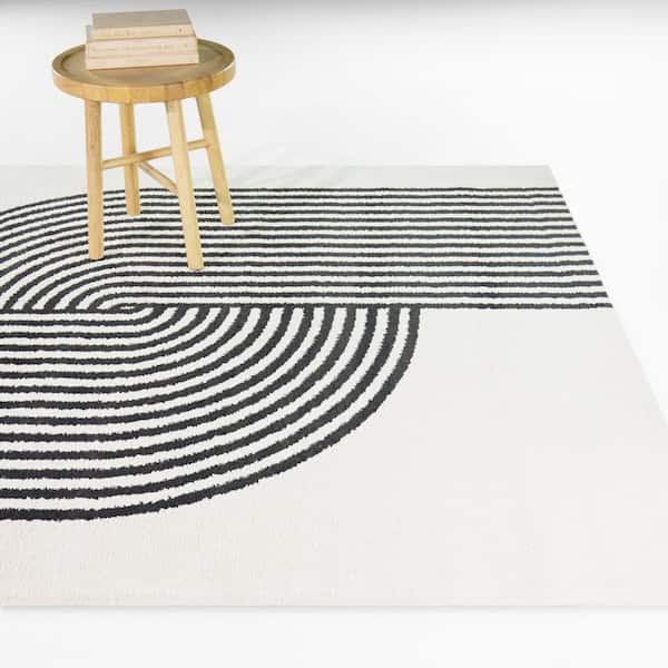 Endel Cream/Black 8 ft. x 10 ft. Modern Arch Area Rug