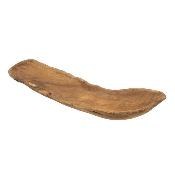A & B Home Brown Teak Wood Decorative Plate with Irregular Shape