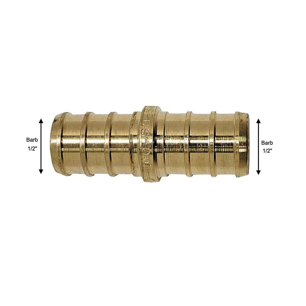 1/2" Brass PEX-B Barb Coupling for Potable Water