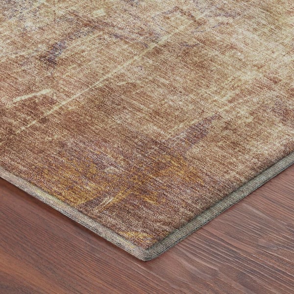 Mayfield Premium Machine Washable Abstract AMF2226 Terracotta 8 ft. x 10 ft. Area Rug