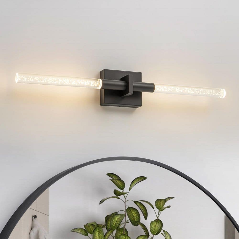 Naomi 27.5 in. W 1-Light Modern Linear Black Integrated LED 3000K Warm Light Bathroom Vanity Light Bar price history on PriceWatchPro