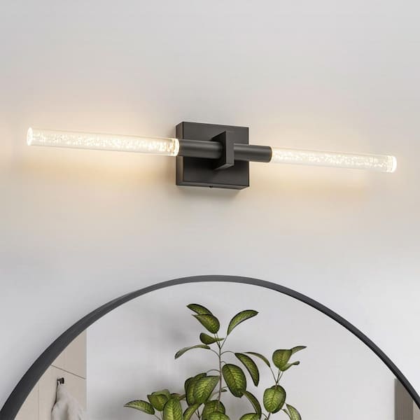 Rennnsan Naomi 27.5 in. W 1-Light Modern Linear Black Integrated LED 3000K Warm Light Bathroom Vanity Light Bar