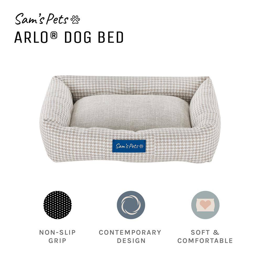 Small Beige Plaid Elevated Outdoor Dog Bed