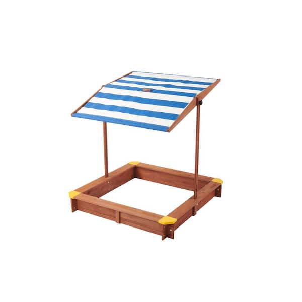 3.8 ft. W x 3.8 ft. L Solid Wood Square Sandbox with Cover and Adjustable Canopy
