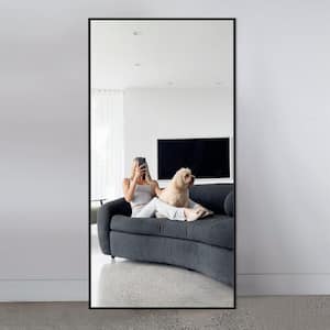 22 in. W x 65 in. H Modern Rectangular Frame Aluminum Alloy Black Oversized Standing Mirror Floor Mirror