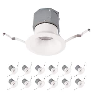 Pop-in 4 in. 3000K Round Remodel Recessed Integrated LED Lighting Kit in White (12-Pack)