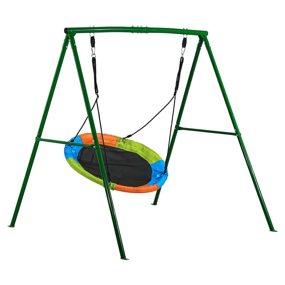 Swing Set for Backyard, 40 in. Saucer Swing Seat with Heavy Duty A-Frame Metal Stand, 440 lbs. Load Capacity, Reinforced price history on PriceWatchPro