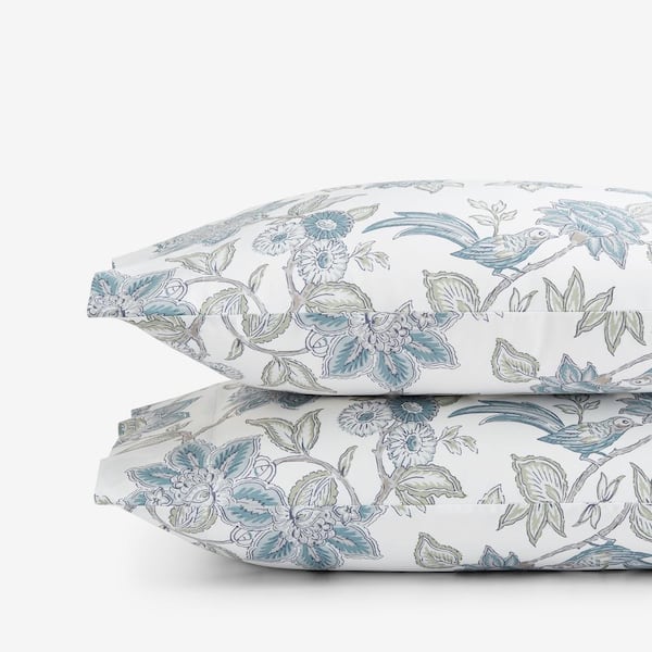 The Company Store Legends Hotel Blue/Ivory Sonita Sateen Standard Pillowcase (Set of 2)