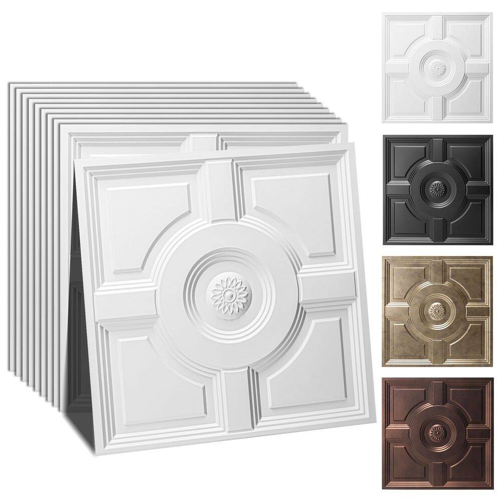 European Medallion Design White 2 x 2 ft. Decorative PVC Drop Ceiling Tile, Neo-Classical Ceiling Panel(48 sq.ft./case) price history on PriceWatchPro