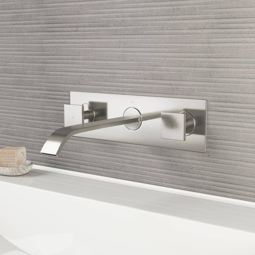 Modern Centerset 8" Wall Mounted Faucet in Black and Nickel