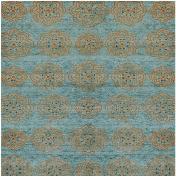4 x 6 Green, Blue, Taupe Floral Area Rug
